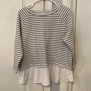 LOFT Striped Ruffle Sweatshirt